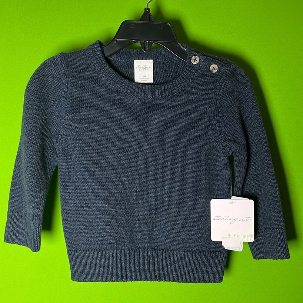 Starting Out Dark Blue Crew Neck cotton Classic Sweater Size 12M